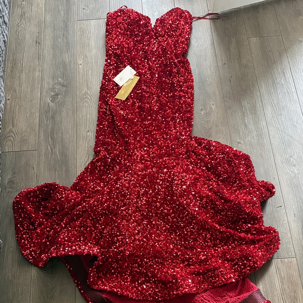 Portia and Scarlett Red Sequin Gown prom - Picture 6 of 6